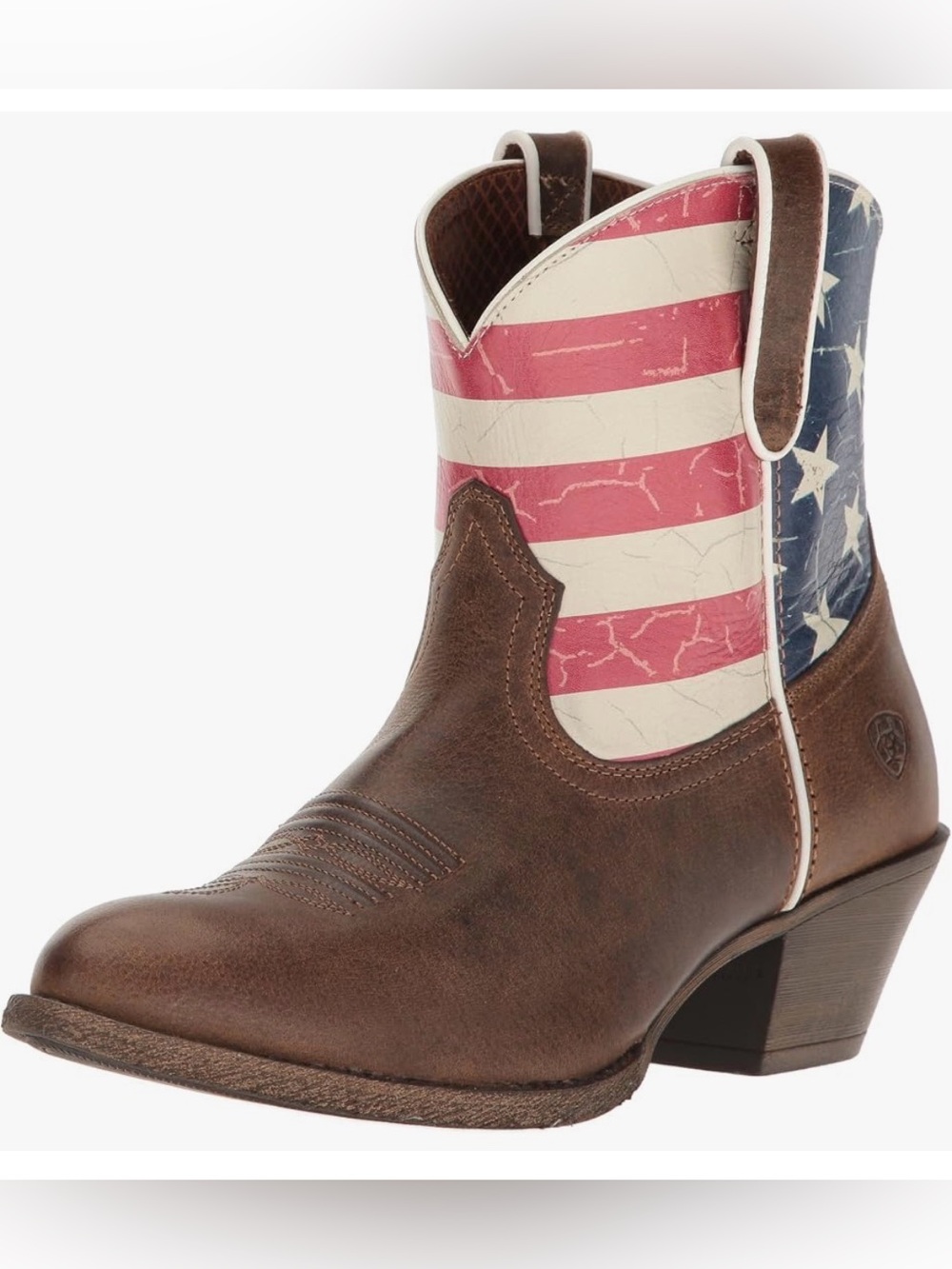 Ariat Old Glory Ankle Boot with Red White Blue Flag